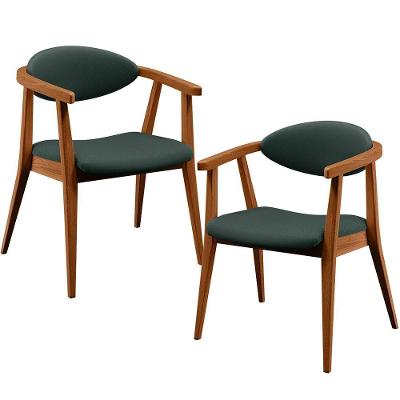 Kit 2 Poltronas Decorativas Cecília B04 Linho Verde Lyam Decor