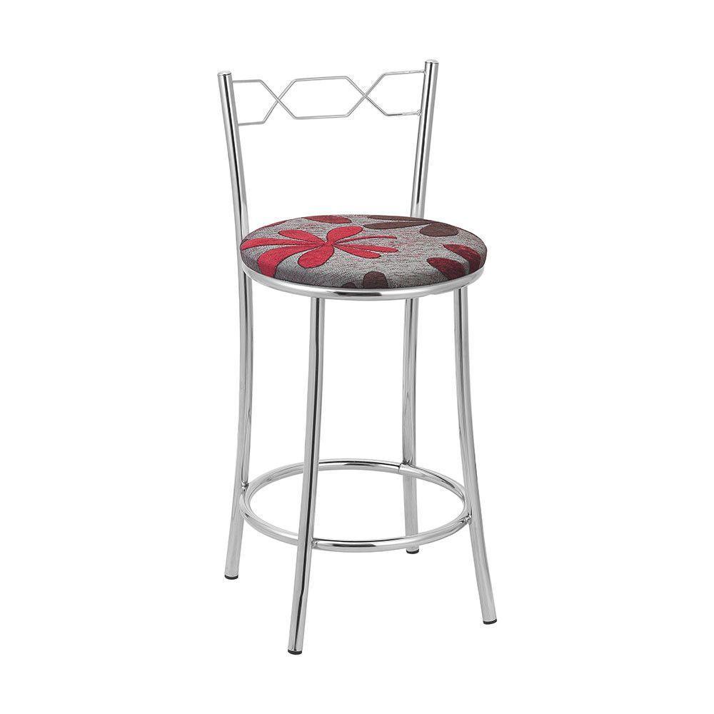 Kit 2 Banquetas Cromadas Assento Espuma D15 Vermelho - 1