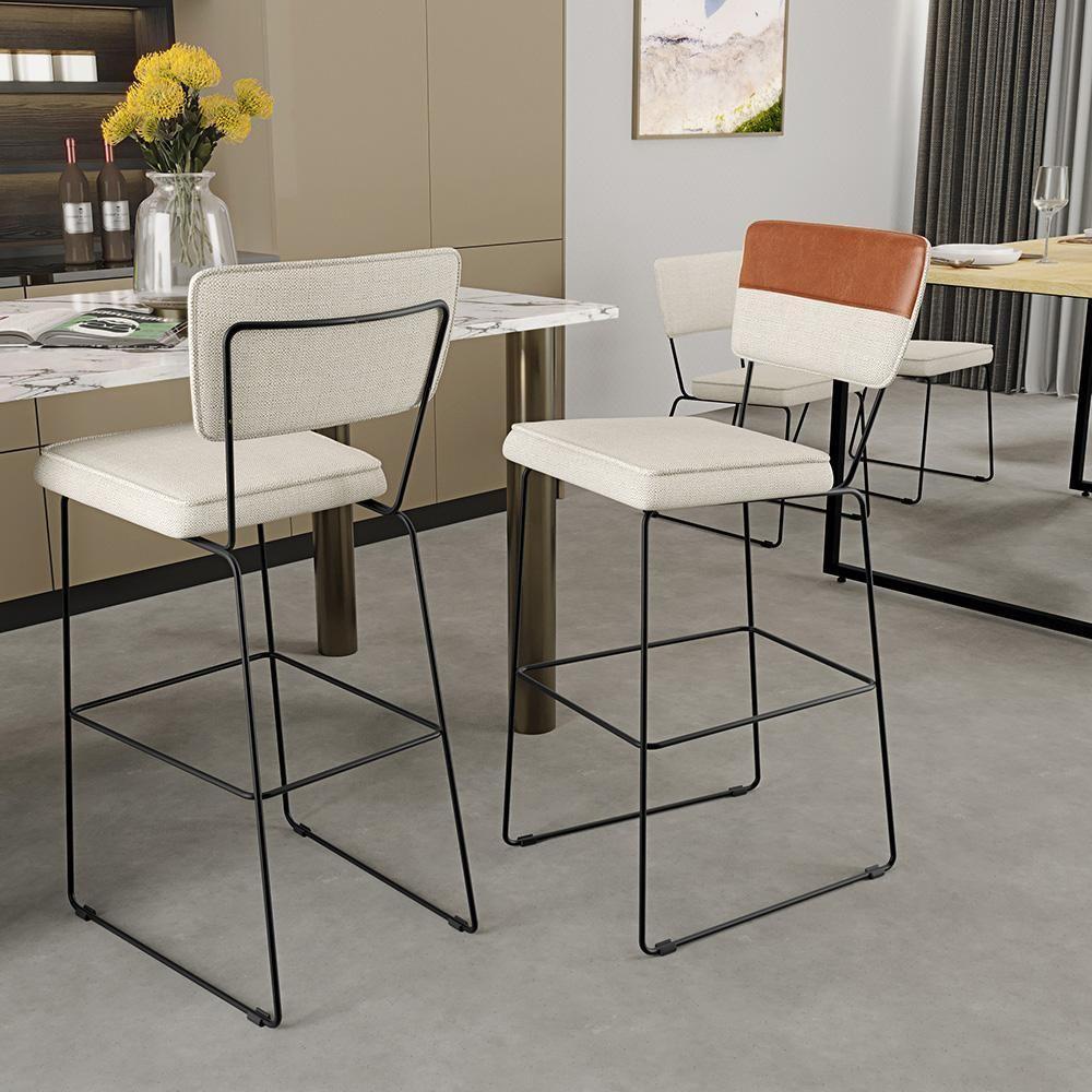 Banqueta Alta De Jantar Allana L02 Faixa Camel Champagne - 6