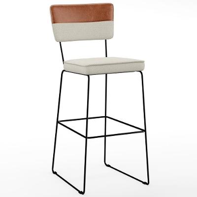 Banqueta Alta De Jantar Allana L02 Faixa Camel Champagne
