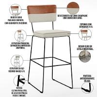 Banqueta Alta De Jantar Allana L02 Faixa Camel Champagne