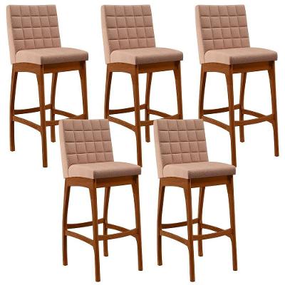 Kit 05 Banquetas Altas Mila Linho Rosê