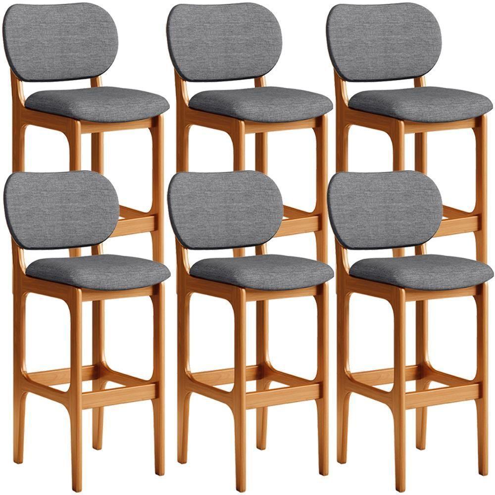 Kit 6 Banquetas Alta Cozinha Betta L02 Imbuia Cinza Escuro - 1