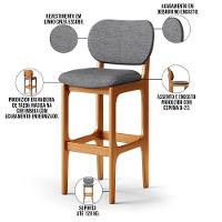 Kit 6 Banquetas Alta Cozinha Betta L02 Imbuia Cinza Escuro - 11