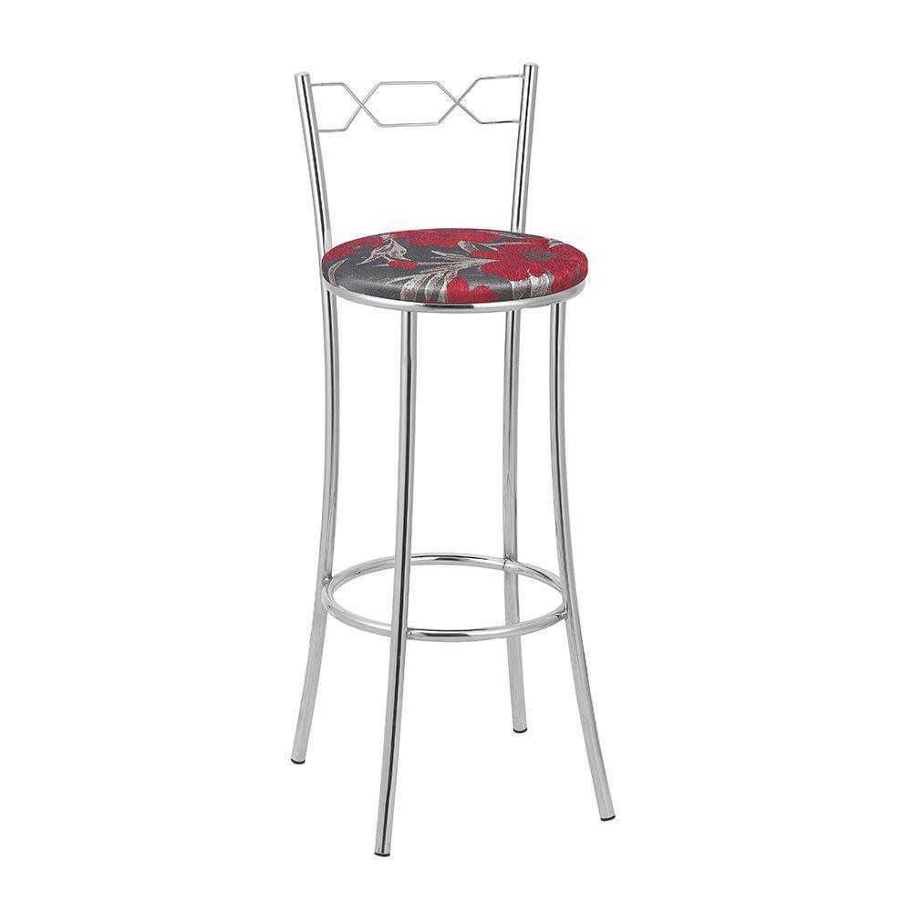 Kit 2 Banquetas Cromadas Espuma D15 Treparoni Vermelho - 1