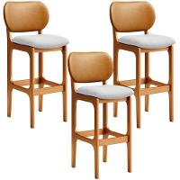 Kit 3 Banquetas Alta Betta Imbuia Whisky Linho Cinza - 1