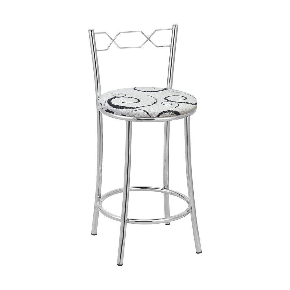 Kit 2 Banquetas Cromadas Assento Espuma D15 Preto Com Cinza - 1