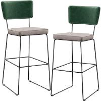 Kit 02 Banquetas Altas Allana L02 Verde Musgo Bege - 1