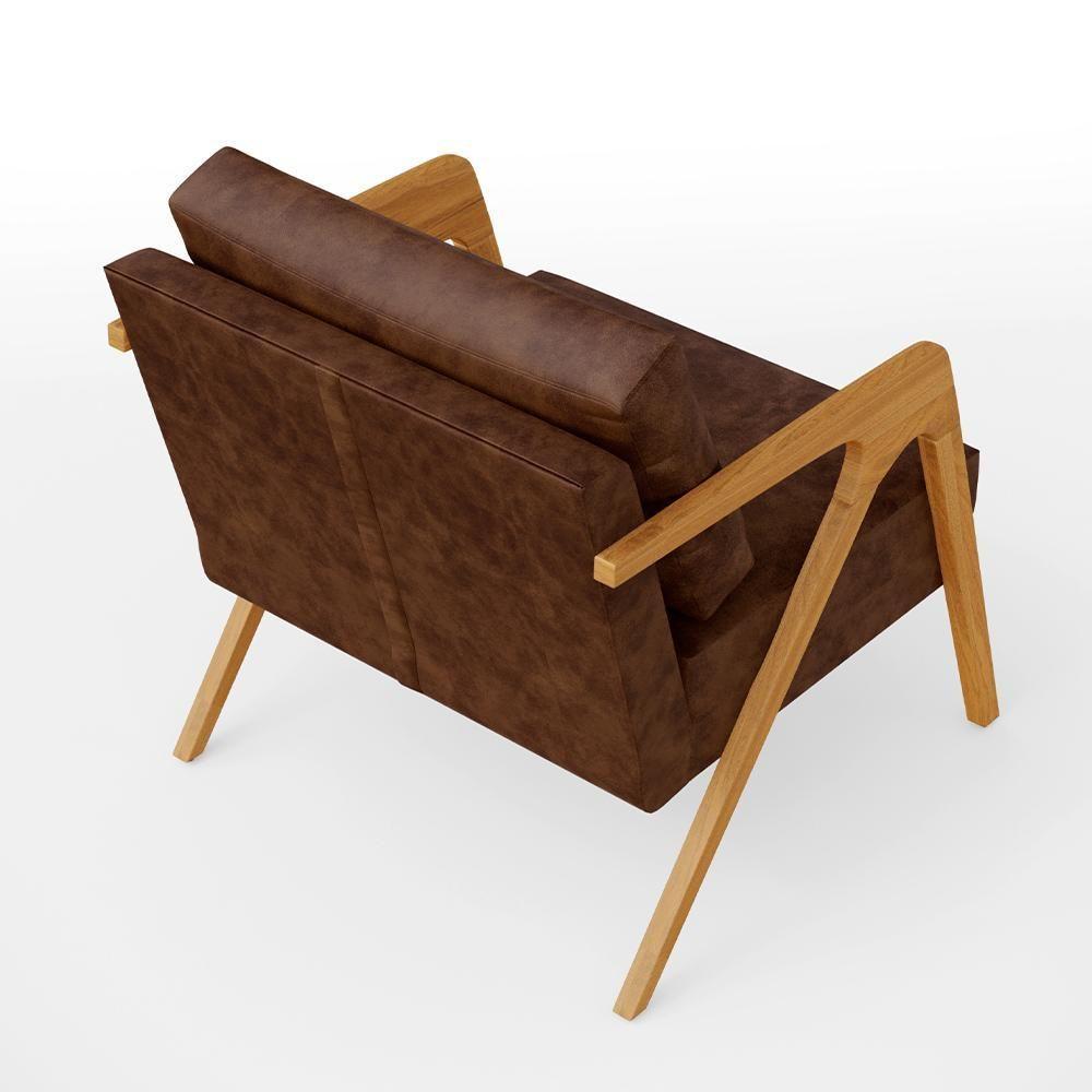 Kit 03 Poltronas Com Estrutura Madeira L02 Marrom - 2