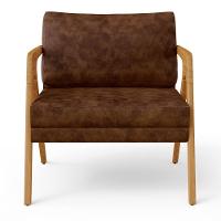 Kit 03 Poltronas Com Estrutura Madeira L02 Marrom