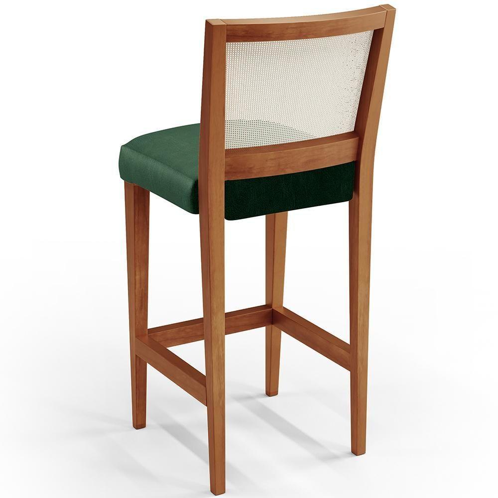 Kit 03 Banquetas Alta Cozinha Branco Zion L02 Verde Musgo - 2