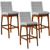 Kit 03 Banquetas Altas Mila Facto Cinza - 1