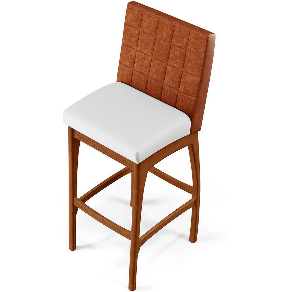 Kit 02 Banquetas Altas Mila Camel Corano Branco - 3