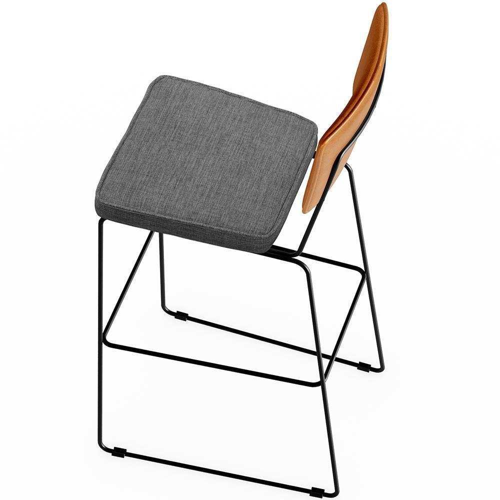 Kit 02 Banquetas Altas Allana L02 Whisky Linho Cinza Escuro - 3