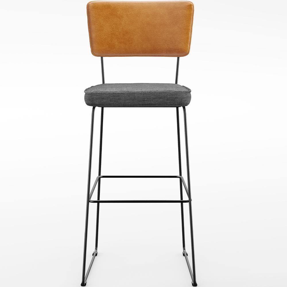 Kit 02 Banquetas Altas Allana L02 Whisky Linho Cinza Escuro - 5