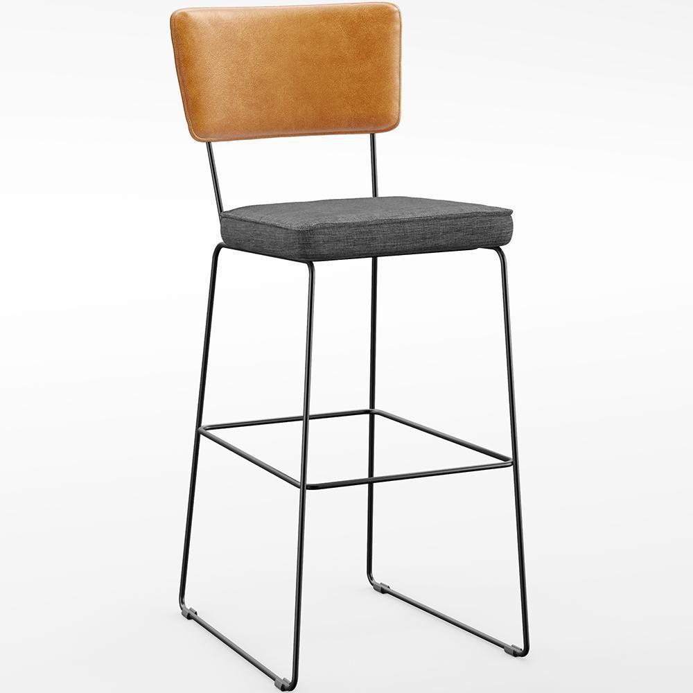 Kit 02 Banquetas Altas Allana L02 Whisky Linho Cinza Escuro - 8