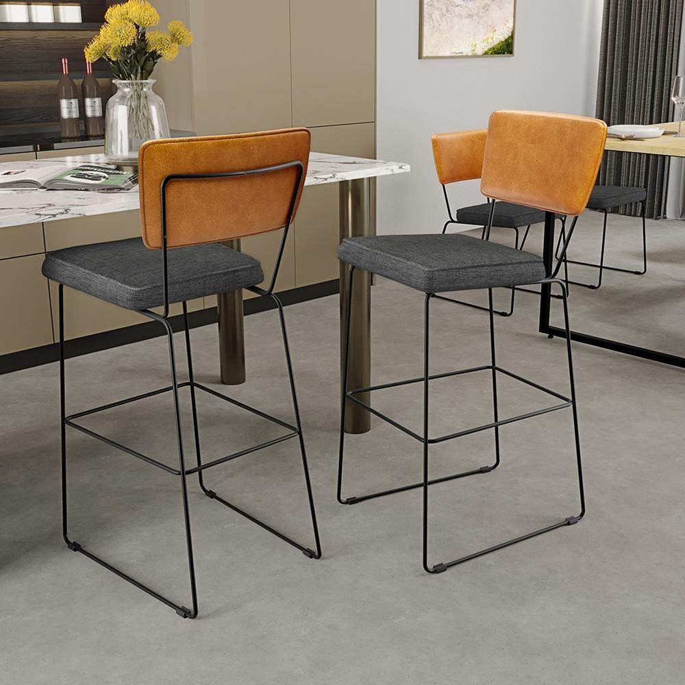 Kit 02 Banquetas Altas Allana L02 Whisky Linho Cinza Escuro - 9