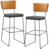 Kit 02 Banquetas Altas Allana L02 Whisky Linho Cinza Escuro - 1