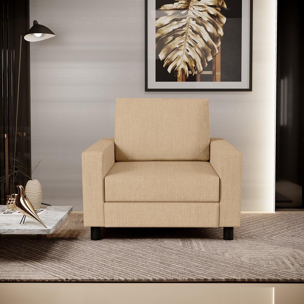 Kit 02 Poltronas Malta Linho Bege Escuro - 8