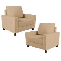 Kit 02 Poltronas Malta Linho Bege Escuro - 1