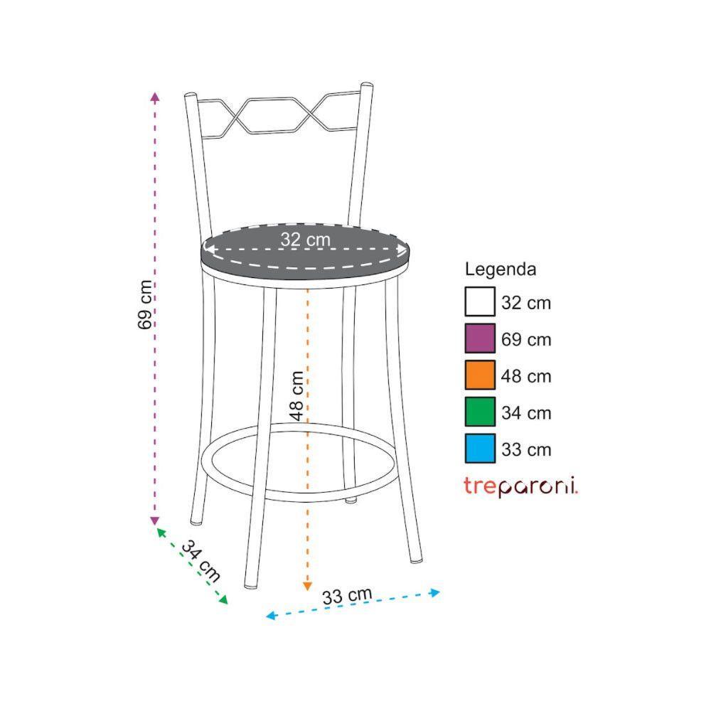 Kit 2 Banquetas Cromadas Assento Espuma D15 Treparoni Branco - 1