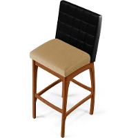 Kit 05 Banquetas Altas Mila Preto Linho Bege Escuro - 3