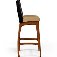 Kit 05 Banquetas Altas Mila Preto Linho Bege Escuro