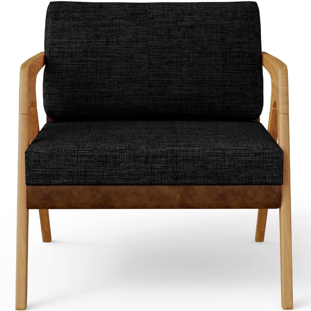 Poltrona Para Sala De Estar Pietra Marrom Linho Chumbo - 6