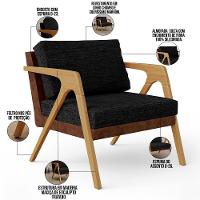 Poltrona Para Sala De Estar Pietra Marrom Linho Chumbo - 9