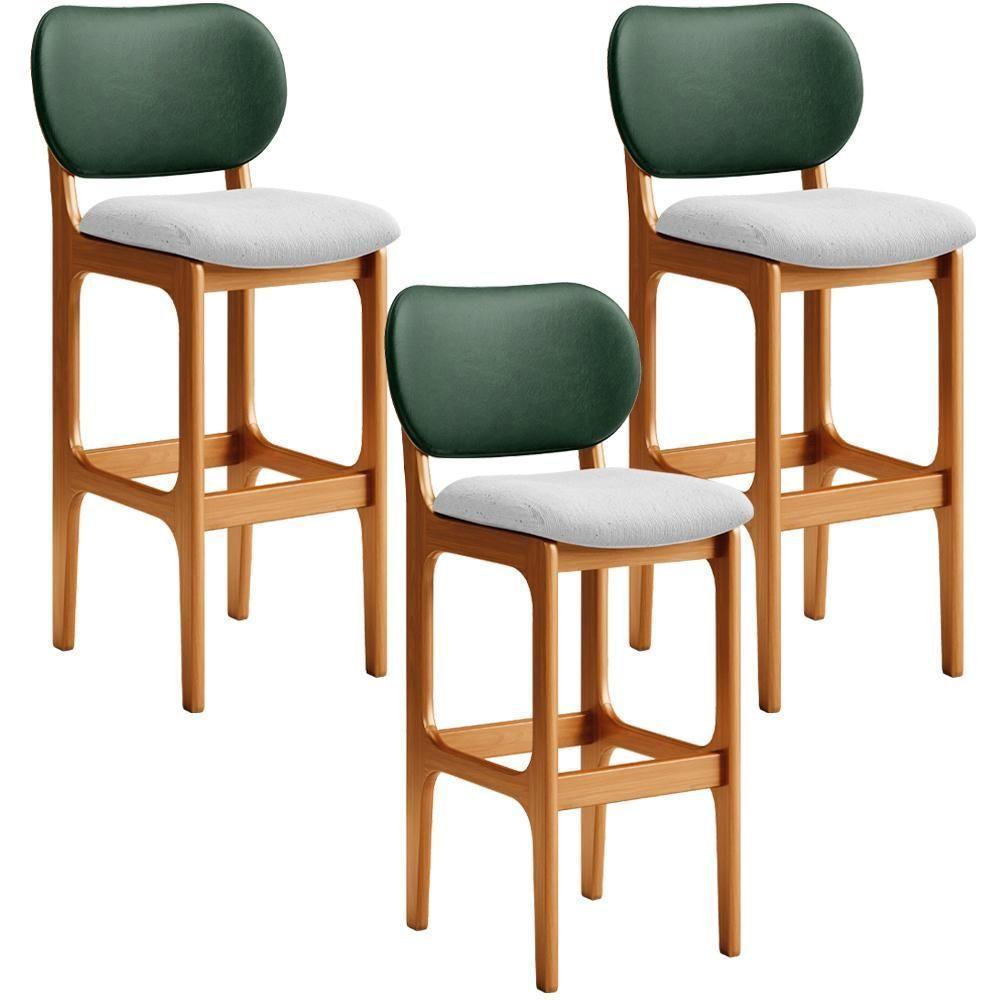 Kit 3 Banquetas Alta Betta Imbuia Facto Verde Linho Cinza - 1