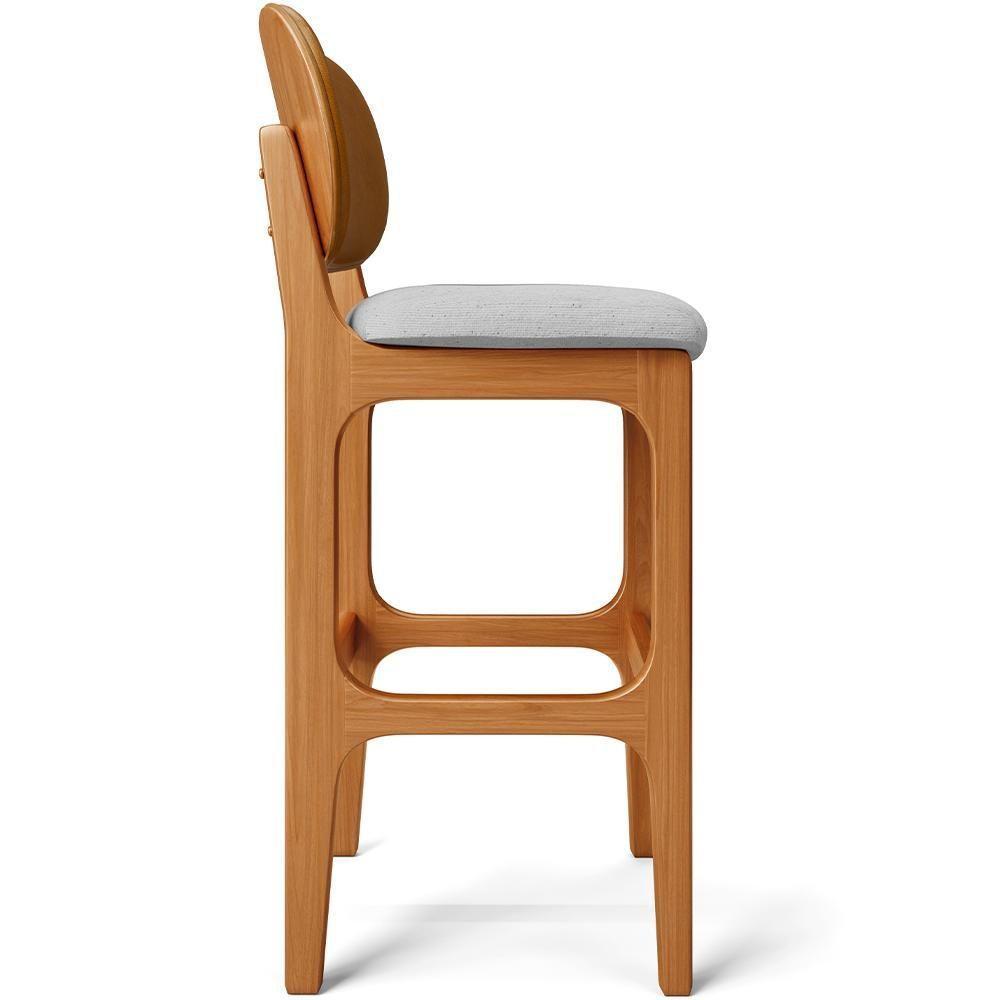 Kit 5 Banquetas Alta Betta Imbuia Whisky Linho Cinza - 3