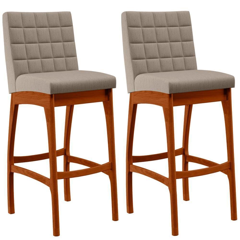 Kit 02 Banquetas Altas Para Cozinha B04 Bege - 1