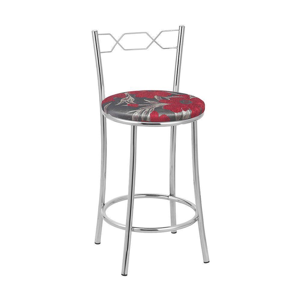 Kit 2 Banquetas Cromadas Assento Espuma D15 Vermelho - 1