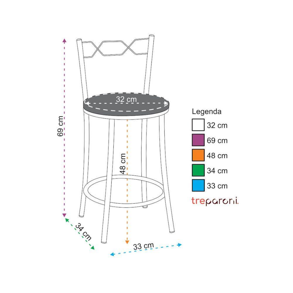Kit 2 Banquetas Cromadas Assento Espuma D15 Vermelho - 2