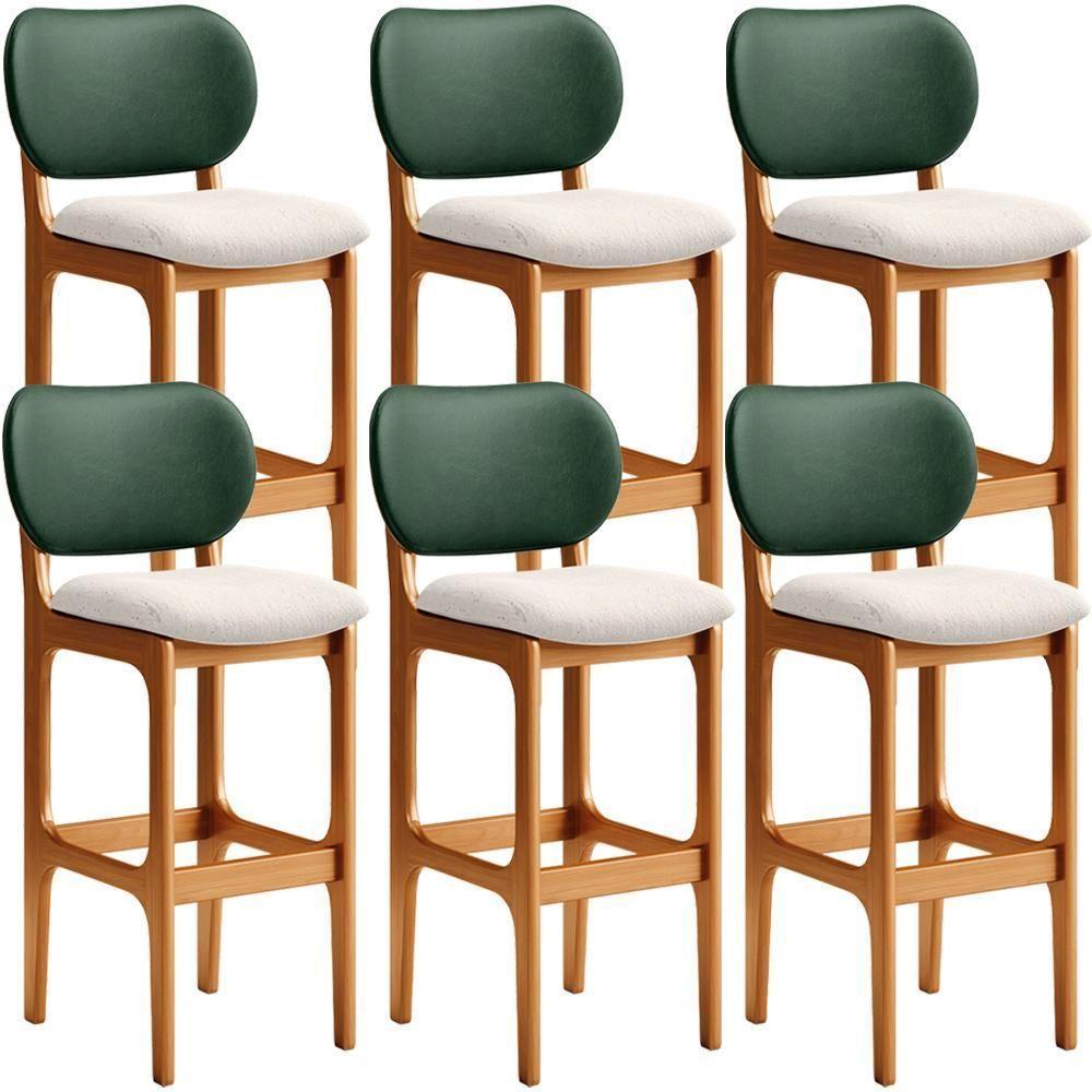 Kit 6 Banquetas Alta Betta Imbuia Facto Verde Linho Cru - 1