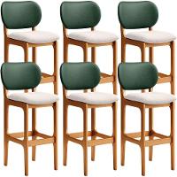 Kit 6 Banquetas Alta Betta Imbuia Facto Verde Linho Cru - 1