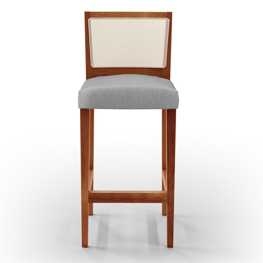 Kit 02 Banquetas Alta Branco Linho Cinza - 7