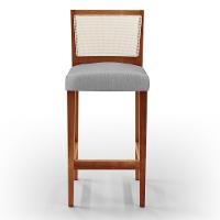 Kit 02 Banquetas Alta Branco Linho Cinza - 7