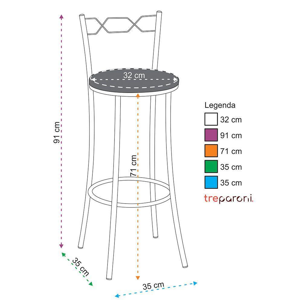 Kit 2 Banquetas Cromadas Assento Espuma D15 Treparoni Bege - 1