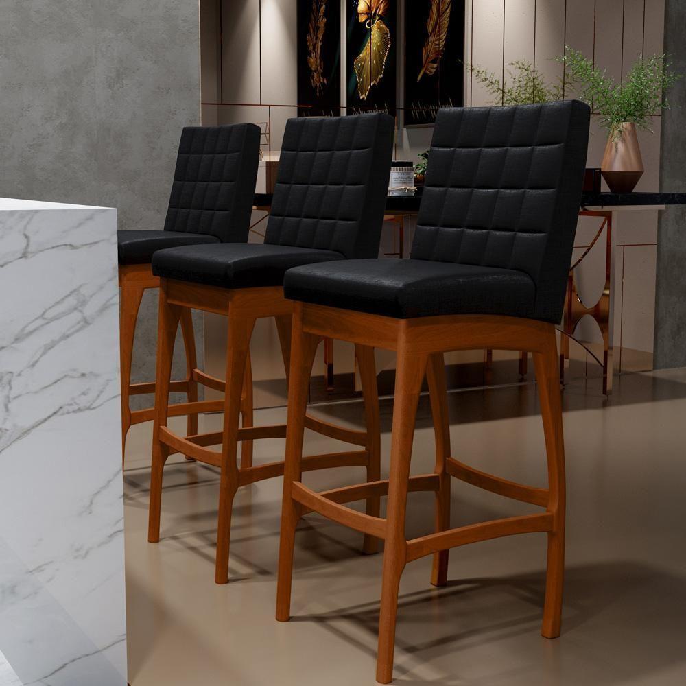 Kit 03 Banquetas Altas Mila Facto Preto - 9