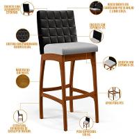 Banqueta Alta Para Cozinha B04 Preto Cinza - 6