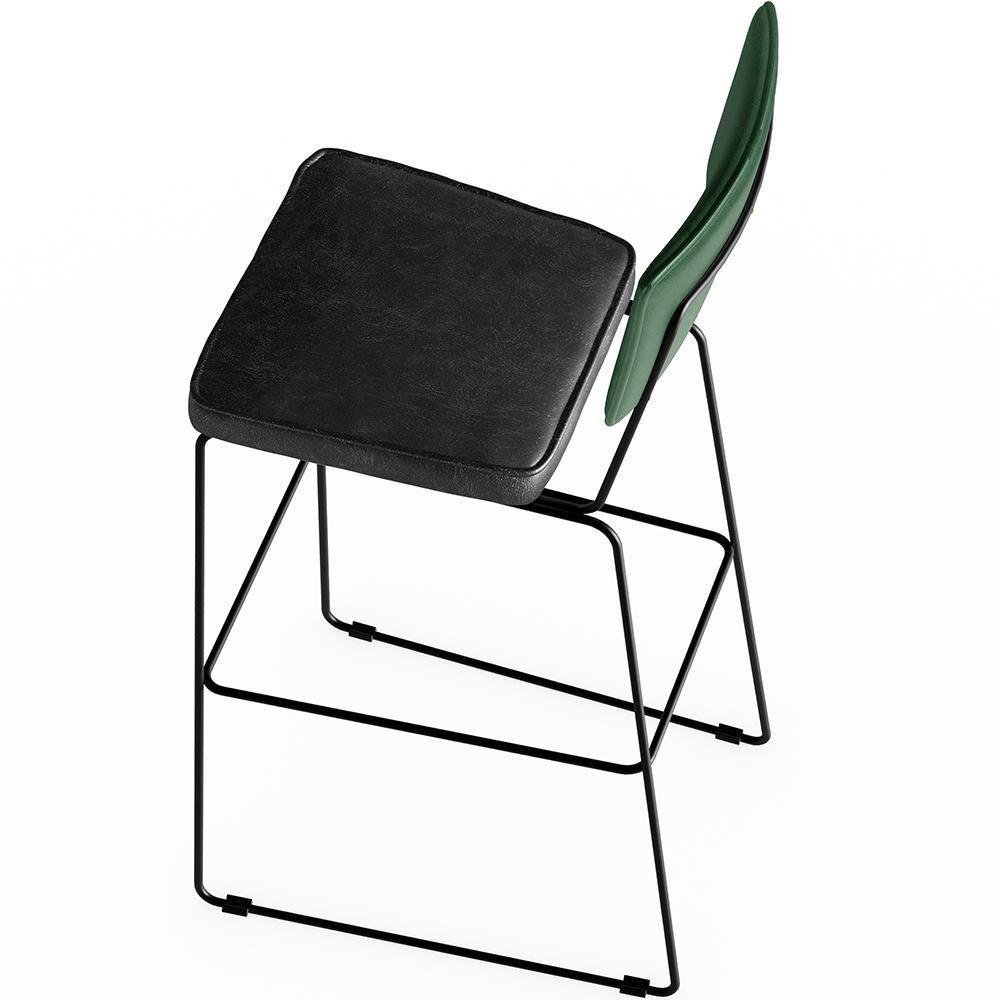 Kit 06 Banquetas Altas Allana L02 Facto Verde Musgo Preto - 3