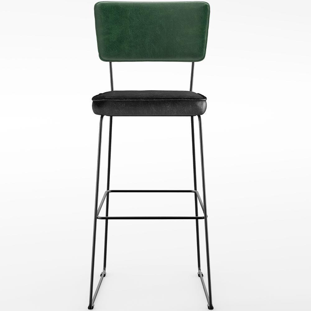 Kit 06 Banquetas Altas Allana L02 Facto Verde Musgo Preto - 5