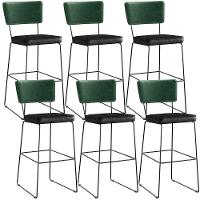 Kit 06 Banquetas Altas Allana L02 Facto Verde Musgo Preto - 1