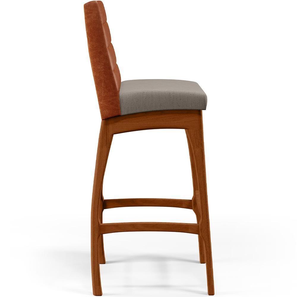 Kit 02 Banquetas Altas Mila Camel Linho Bege - 4