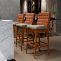 Kit 02 Banquetas Altas Mila Camel Linho Bege - 9