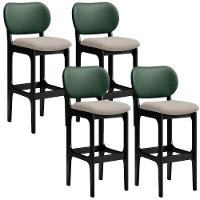 Kit 4 Banquetas Alta Betta Preto Facto Verde Linho Bege - 1