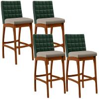 Kit 04 Banquetas Altas Cozinha B04 Verde Musgo Bege - 1