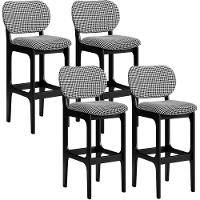 Kit 4 Banquetas Alta Betta Preto Suede Pied Poule - 1