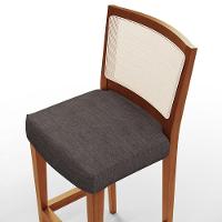 Kit 03 Banquetas Alta Branco Linho Cinza Escuro - 3